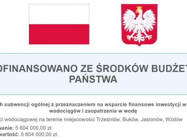 Budowa wodociągu -Trześniów, Buków, Jasionów, Wzdów