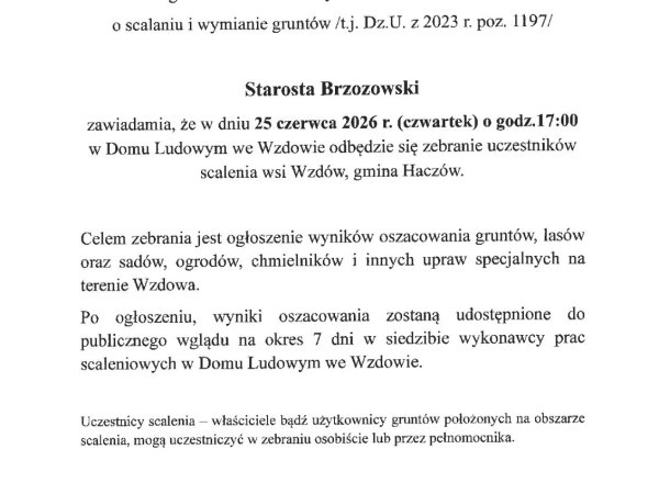 Zebranie uczestników scalenia we Wzdowie 25 czerwca 2026