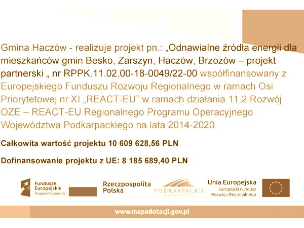 Informacja o projekcie z udziałem środków UE - odnawialne źródła energii dla mieszkańców