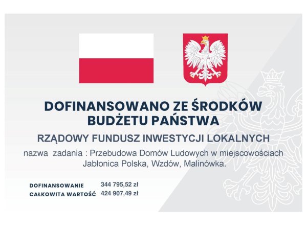 Informacja o projekcie z udziałem środków budżetu państwa - Przebudowa Domów Ludowych