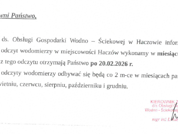 odczyty wodomierzy