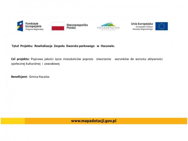 Informacja o projekcie z udziałem środków UE - Dwór w Haczowie