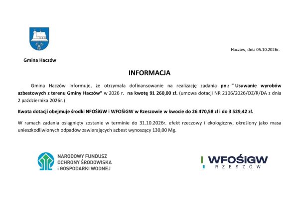 Dotacja na usuwanie azbestu