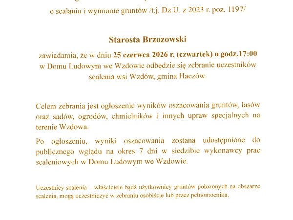 Zebranie uczestników scalenia we Wzdowie 25 czerwca 2026