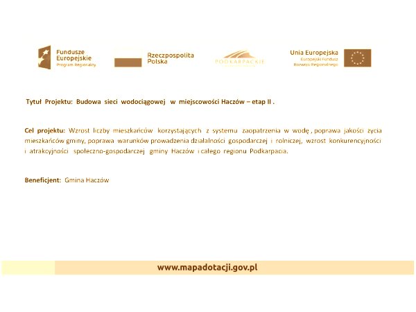 Informacja o projekcie z udziałem środków UE - Wodociąg - etap II
