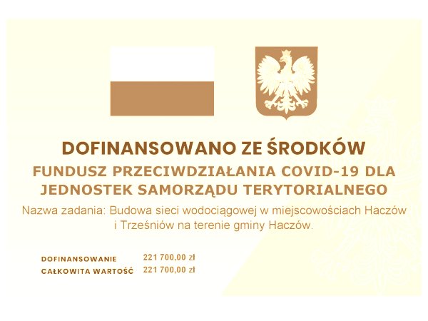 Dofinansowanie budowy wodociągu - Haczów, Trześniów