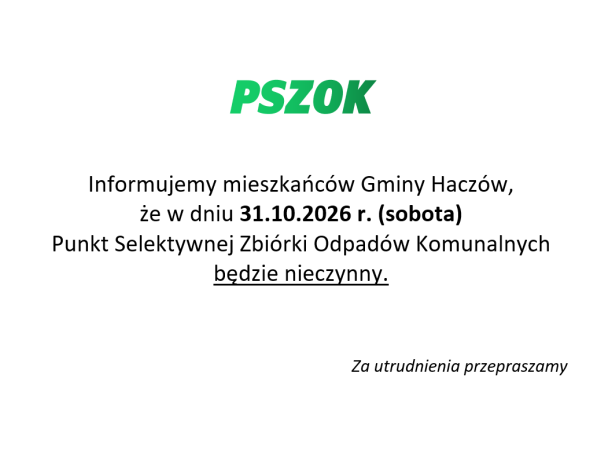 31 października PSZOK nieczynny