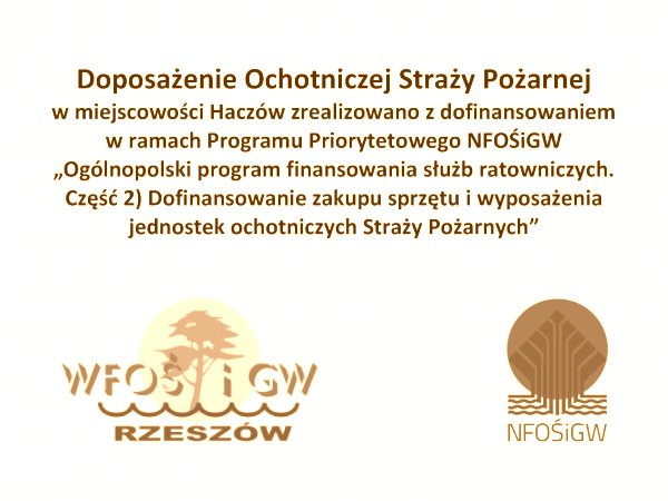 Informacja o projekcie z udziałem środków UE - Doposażenie OSP Haczów