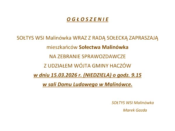 Zebranie sprawozdawcze w Malinówce 15.03.2026