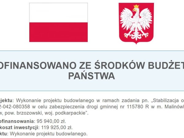 Stabilizacja osuwiska w Malinówce