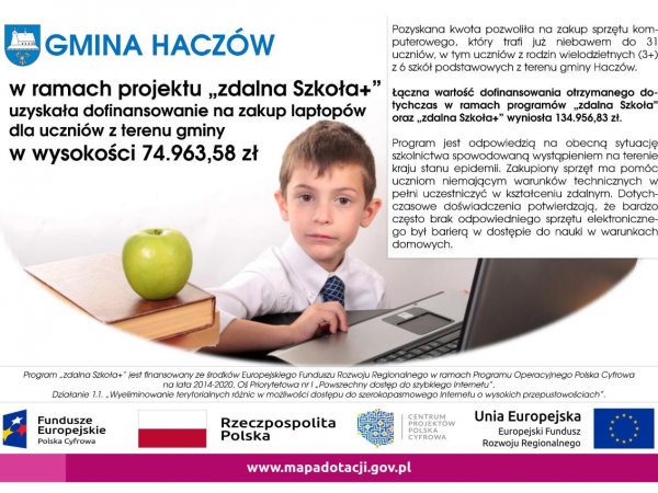 Informacja o projekcie z udziałem środków UE - zdalna Szkoła+