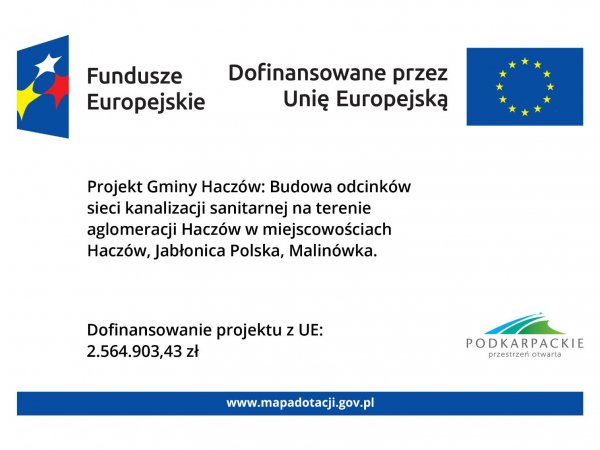 Fundusze Europejskie - Budowa odcinków sieci kanalizacji sanitarnej