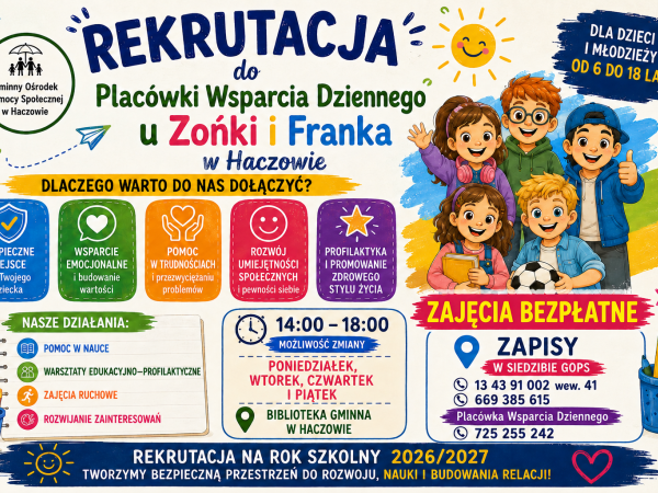 Rekrutacja - placówka wsparcia dziennego dla dzieci i młodzieży