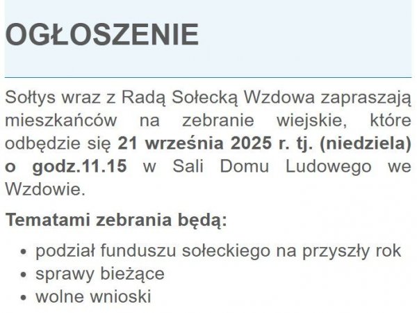 WZDÓW - zebranie wiejskie