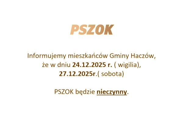 PSZOK - nieczynne w święta