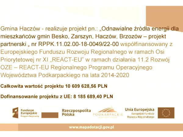 Informacja o projekcie z udziałem środków UE - odnawialne źródła energii dla mieszkańców