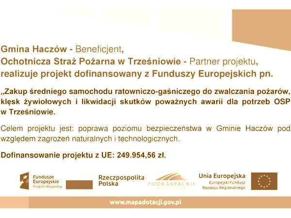 Informacja o projekcie z udziałem środków UE - OSP w Trześniowie