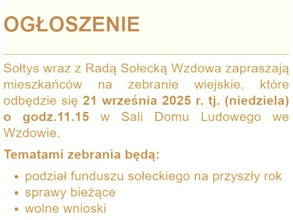 WZDÓW - zebranie wiejskie