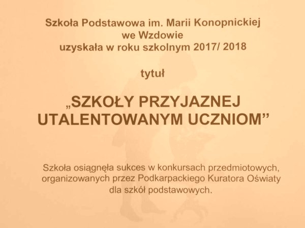 Szkoła Podstawowa we Wzdowie przyjazna utalentowanym uczniom