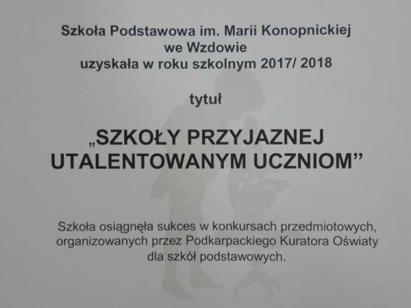 Szkoła Podstawowa we Wzdowie przyjazna utalentowanym uczniom