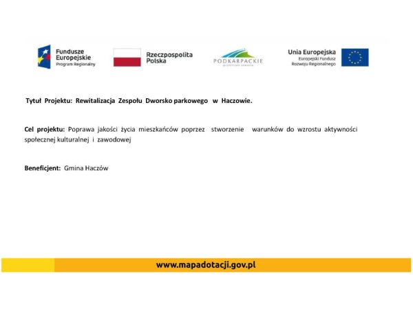 Informacja o projekcie z udziałem środków UE - Dwór w Haczowie