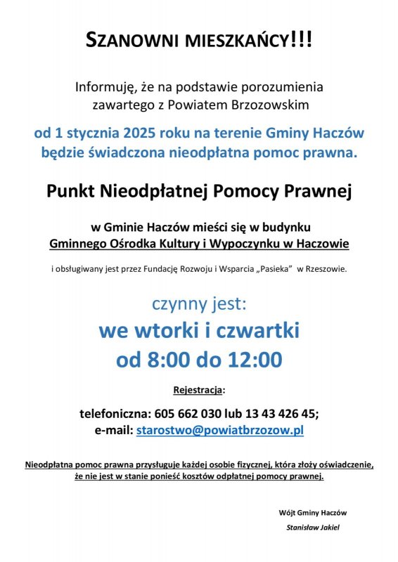 Nieodpłatna pomoc prawna