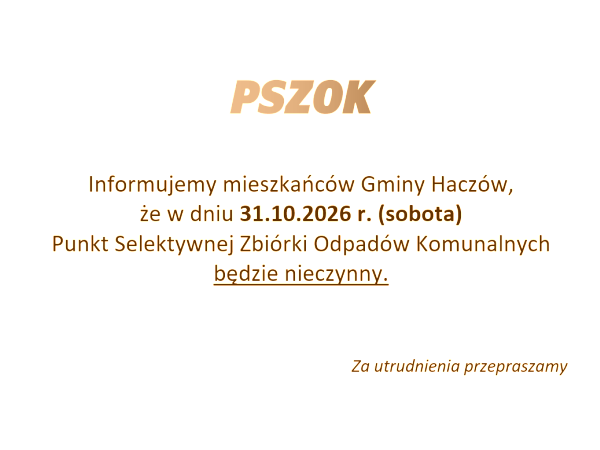 31 października PSZOK nieczynny