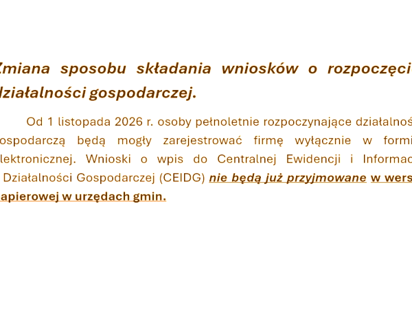 Informacja dla osób rozpoczynających działalność gospodarczą